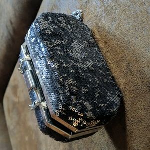 Black and Silver Sequin Express Clutch